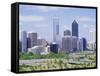 City Skyline, Perth, Western Australia, Australia-Peter Scholey-Framed Stretched Canvas