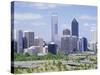 City Skyline, Perth, Western Australia, Australia-Peter Scholey-Stretched Canvas