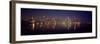 City skyline reflecting in Lake Michigan at night, Chicago, Illinois, USA-Panoramic Images-Framed Photographic Print