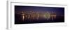 City skyline reflecting in Lake Michigan at night, Chicago, Illinois, USA-Panoramic Images-Framed Photographic Print