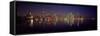 City skyline reflecting in Lake Michigan at night, Chicago, Illinois, USA-Panoramic Images-Framed Stretched Canvas