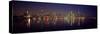 City skyline reflecting in Lake Michigan at night, Chicago, Illinois, USA-Panoramic Images-Stretched Canvas