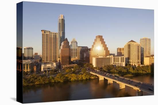 City Skyline Viewed across the Colorado River, Austin, Texas, Usa-Gavin Hellier-Stretched Canvas