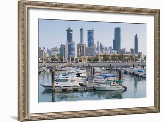 City Skyline Viewed from Souk Shark Mall and Kuwait Harbour, Kuwait City, Kuwait, Middle East-Gavin-Framed Photographic Print