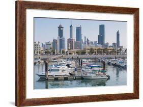 City Skyline Viewed from Souk Shark Mall and Kuwait Harbour, Kuwait City, Kuwait, Middle East-Gavin-Framed Photographic Print