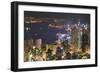 City skyline viewed from Victoria Peak by night, Hong Kong, China, Asia-Fraser Hall-Framed Photographic Print