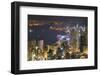 City skyline viewed from Victoria Peak by night, Hong Kong, China, Asia-Fraser Hall-Framed Photographic Print