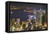 City skyline viewed from Victoria Peak by night, Hong Kong, China, Asia-Fraser Hall-Framed Stretched Canvas