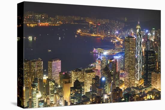 City skyline viewed from Victoria Peak by night, Hong Kong, China, Asia-Fraser Hall-Stretched Canvas