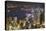 City skyline viewed from Victoria Peak by night, Hong Kong, China, Asia-Fraser Hall-Stretched Canvas