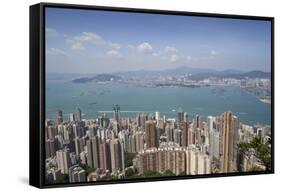 City skyline, viewed from Victoria Peak, Hong Kong, China, Asia-Fraser Hall-Framed Stretched Canvas