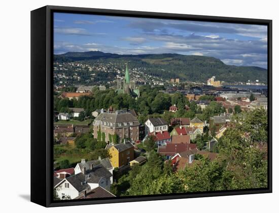 City Skyline with Cathedral and Mollenberg, Trondheim, Norway, Scandinavia, Europe-Simanor Eitan-Framed Stretched Canvas