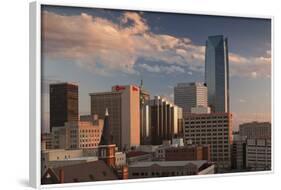 City Skyline with Devon Tower at Dusk, Oklahoma City, Oklahoma, USA-Walter Bibikow-Framed Photographic Print