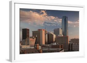 City Skyline with Devon Tower at Dusk, Oklahoma City, Oklahoma, USA-Walter Bibikow-Framed Photographic Print