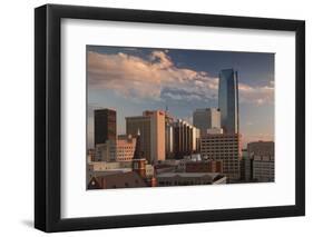 City Skyline with Devon Tower at Dusk, Oklahoma City, Oklahoma, USA-Walter Bibikow-Framed Photographic Print