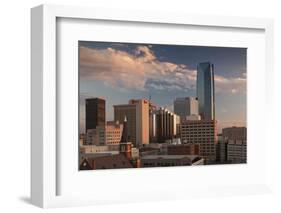 City Skyline with Devon Tower at Dusk, Oklahoma City, Oklahoma, USA-Walter Bibikow-Framed Photographic Print