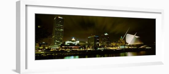 City Skyline with Milwaukee Art Museum at Night, Milwaukee, Wisconsin, USA-null-Framed Photographic Print