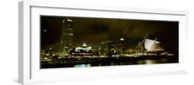 City Skyline with Milwaukee Art Museum at Night, Milwaukee, Wisconsin, USA-null-Framed Photographic Print