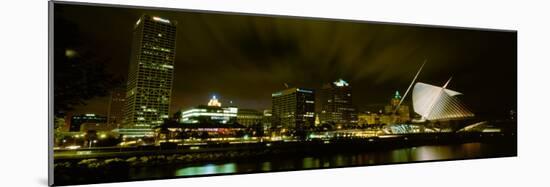 City Skyline with Milwaukee Art Museum at Night, Milwaukee, Wisconsin, USA-null-Mounted Photographic Print