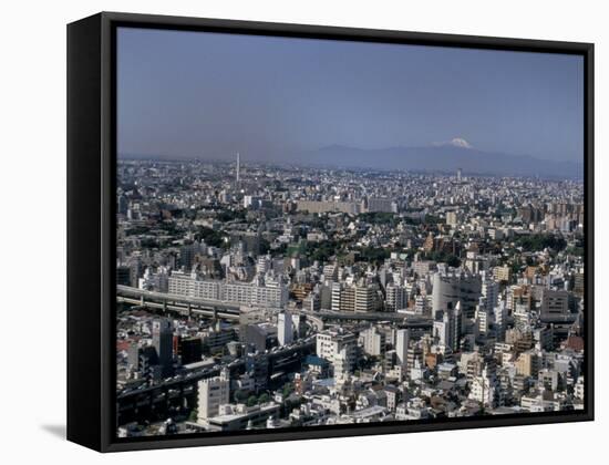 City Skyline with Mount Fuji Beyond, Tokyo, Japan-Gavin Hellier-Framed Stretched Canvas
