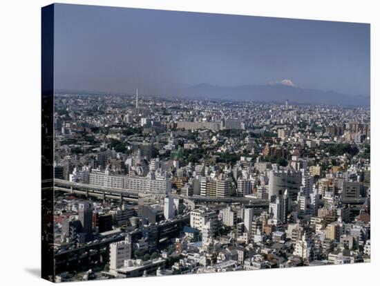 City Skyline with Mount Fuji Beyond, Tokyo, Japan-Gavin Hellier-Stretched Canvas