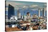 City Skyline with the Alps in the Background, Milan, Lombardy, Italy-Stefano Politi Markovina-Stretched Canvas