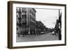 City Street Scene, Lewis-Clark Hotel in Distance - Lewiston, ID-Lantern Press-Framed Art Print