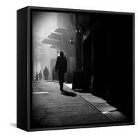 City Streets in Fog-Sharon Wish-Framed Stretched Canvas
