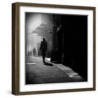 City Streets in Fog-Sharon Wish-Framed Photographic Print