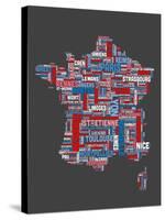 City Text Map of France-Michael Tompsett-Stretched Canvas