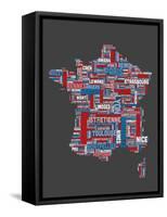 City Text Map of France-Michael Tompsett-Framed Stretched Canvas