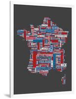 City Text Map of France-Michael Tompsett-Framed Art Print