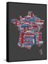 City Text Map of France-Michael Tompsett-Framed Stretched Canvas