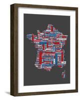 City Text Map of France-Michael Tompsett-Framed Art Print