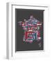 City Text Map of France-Michael Tompsett-Framed Art Print