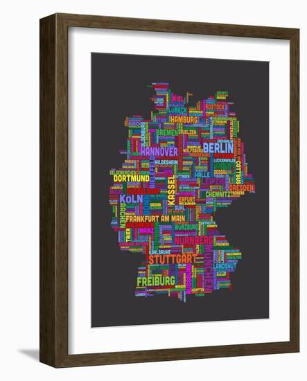 City Text Map of Germany-Michael Tompsett-Framed Art Print