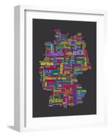 City Text Map of Germany-Michael Tompsett-Framed Art Print