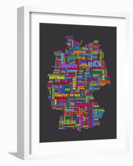 City Text Map of Germany-Michael Tompsett-Framed Art Print