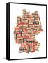 City Text Map of Germany-Michael Tompsett-Framed Stretched Canvas