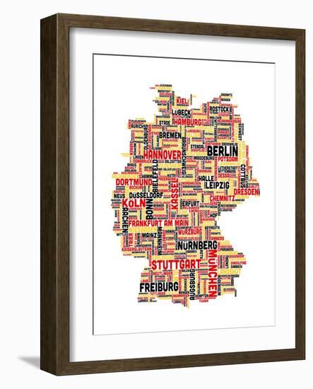 City Text Map of Germany-Michael Tompsett-Framed Art Print