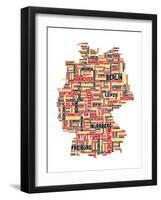 City Text Map of Germany-Michael Tompsett-Framed Art Print