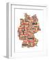 City Text Map of Germany-Michael Tompsett-Framed Art Print