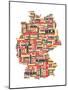 City Text Map of Germany-Michael Tompsett-Mounted Art Print