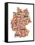 City Text Map of Germany-Michael Tompsett-Framed Stretched Canvas