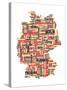 City Text Map of Germany-Michael Tompsett-Stretched Canvas