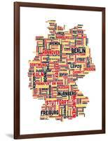 City Text Map of Germany-Michael Tompsett-Framed Art Print