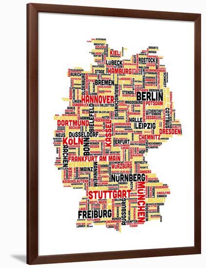 City Text Map of Germany-Michael Tompsett-Framed Art Print