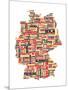 City Text Map of Germany-Michael Tompsett-Mounted Art Print