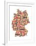 City Text Map of Germany-Michael Tompsett-Framed Art Print