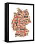 City Text Map of Germany-Michael Tompsett-Framed Stretched Canvas